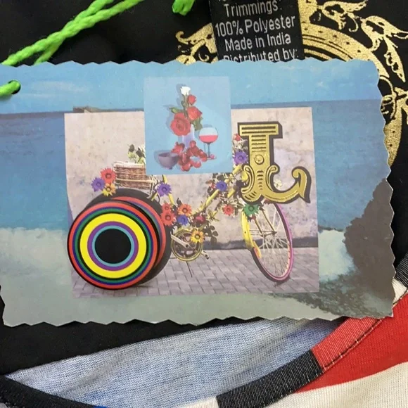 Desigual Striped Floral In Black White Red Blue - Picture 6 of 6